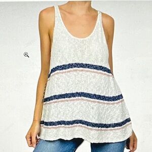 American Eagle Outfitters Striped Knit Tank Strappy Criss Cross Back Women S